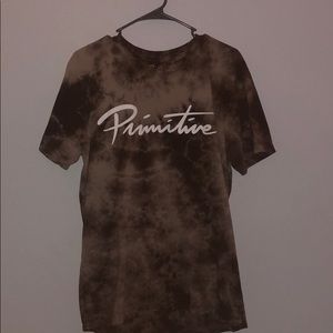 Brown / cream washed tie dye primitive tee